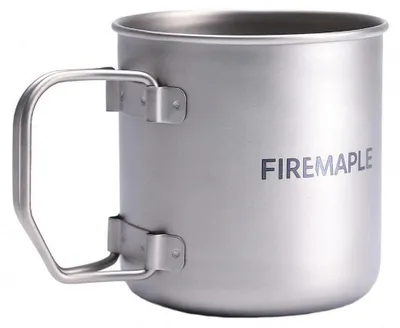 Produktbild von Titanbecher Camping Tasse 300ml Silber Klappgriff Messbecher Ultraleicht