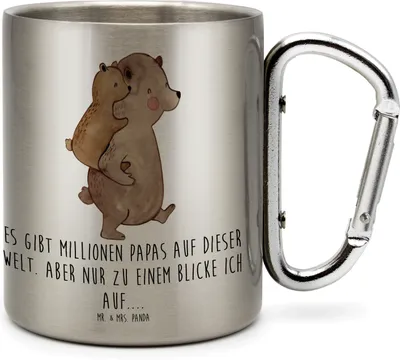 Produktbild von Mr. & Mrs. Panda Thermobecher Papa Bär - Transparent - Geschenk, Muttertag, Vatertag, Vater, Teetasse, Geburtstag, Edelstahl-Isolierbecher, Isolierbecher, Edelstahlbecher