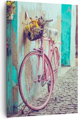 Produktbild von Bild auf Leinwand - Leinwandbild - Einteilig - Rosa Fahrrad Vintage - 70x100cm - Wand Bild - Wanddeko - Wandbilder - Leinwanddruck - Wanddekoration - Leinwand bilder - Wandbild - PA70x100-4471