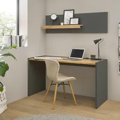 Produktbild von Büromöbel Set anthrazit mit Eiche CRISP-61 modern 2-teilig mit Schreibtisch