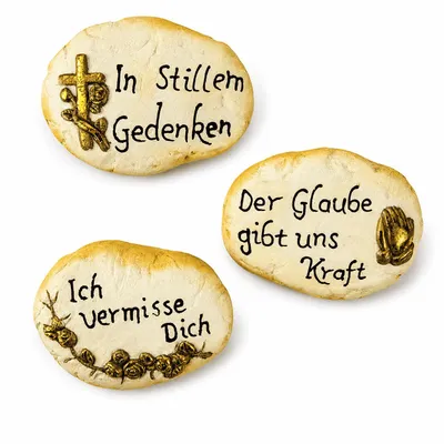 Produktbild von 3 Gedenksteine Grabdeko Grabschmuck Grabstein Trauerdeko Friedhof Gedenkstein