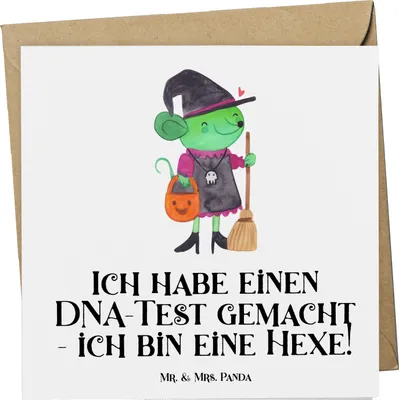 Produktbild von Mr. & Mrs. Panda Grußkarte Halloween Hexe - Weiß - Geschenk, Klappkarte, doppelkarte, Feiertagsfeiern, Geschenke, Spruch, geheimnisvoll, Gruselparty, Dankbarkeit