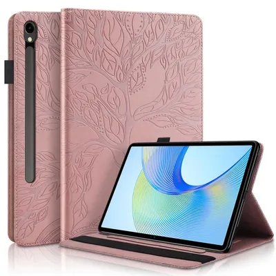 Produktbild von Für Samsung Galaxy Tab S10 Plus / S9 Plus FE Plus / S8 Plus Baum Muster Kunstleder Tasche Pink
