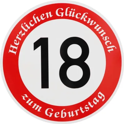 Produktbild von ORIGINAL VERKEHRSSCHILD 18 MIT GEBURTSTAGSTEXT als Sonderschriftzug Geburtstagsgeschenk Verkehrszeichen Schild Geburtstagsschild Straßenschild Geschenkidee Schilder Verkehrsschilder Straßenschilder