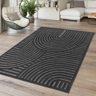 Produktbild von TT Home In-& Outdoor Teppich Wetterfest Balkon Küche Wohnzimmerteppich Boho Design 3D Design Skandi Modern Unifarben Größe 140x200 cm