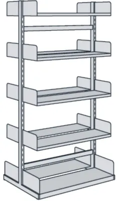 Produktbild von Bibliotheks-Regal Univers doppelt Grundfeld 100x30x200cm mit 2x5 Böden lichtgrau