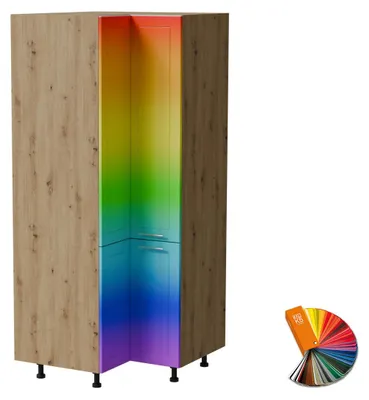 Produktbild von Eckvorratsschrank BARI 90x90cm lackiert Farbe & Ausführung wählbar BA-D24N/207,RAL Wunschfarbe matt (K5),Eiche Artisan