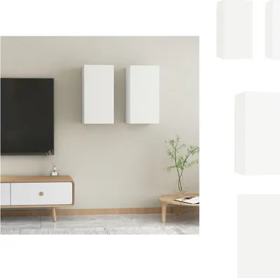 Immagine prodotto di vidaXL Mobili TV 2 pz. Bianco 30,5x30x60 cm Materiale a base di legno - Mobili TV