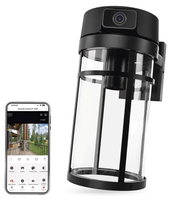 GoSmart Rotierende Outdoor IP Kamera mit WiFi und Licht IP-1300 LANTERN, schwarz