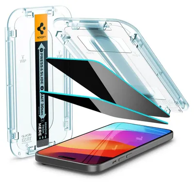 Image de Spigen iPhone 15 Glas.Tr "Ez Fit" Verre trempé protecteur pour l'intimité, 2 packs