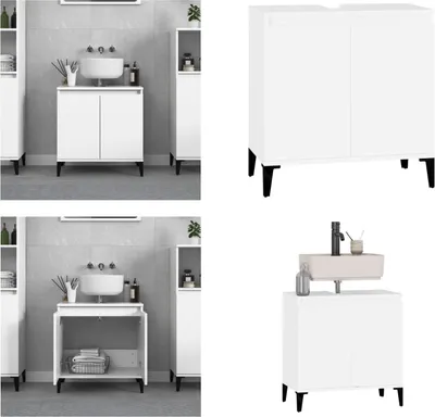 Produktbild von vidaXL Waschbeckenunterschrank Weiß 58x33x60 cm Holzwerkstoff - Waschbeckenschrank - Waschbeckenschränke - Waschbeckenunterschrank - Badezimmerschrank