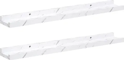 Obrázok produktu pre vidaXL Nástenná polička, 2 ks, biela, mramorovaný vzhľad, 60 x 9 x 3 cm, drevovláknitá doska