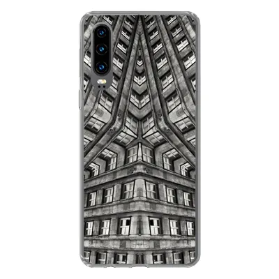 Produktbild von MuchoWow® Handyhülle Schutzhülle Hülle für Huawei P30 Kunst - Schwarz - Weiß - Psychedelisch Silikon Softcase Handy Hülle - Kartenbesitzer