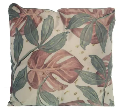 Samt-Polyester-Kissen 45x45 cm, einseitiges Blattmuster