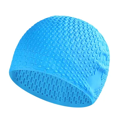 Produktbild von Damen und Herren Silikon Badekappe, Elastische Rutschfest Weiche Schwimmhaube, Blau