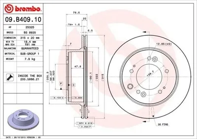 Immagine prodotto di 2x Disco freno BREMBO 09.B409.10