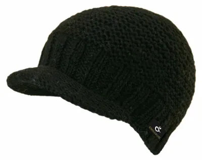 Chillouts Teddy Strickmütze mit Schild  aus 100% Wolle in schwarz
