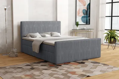 Produktbild von Boxspringbett Schlafzimmerbett IKAROS 200x200cm in Stoff Poso Dunkelgrau