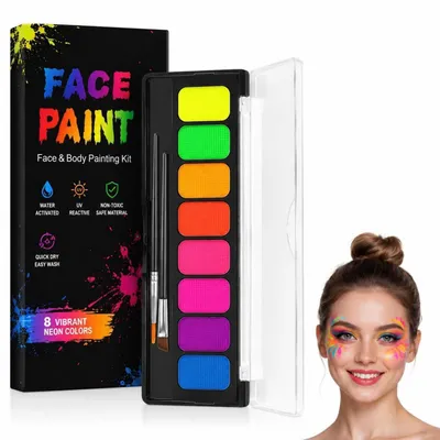 Produktbild von Kinderschminke Set 8 Farben, Waschbare Face Paint Schminkpalette