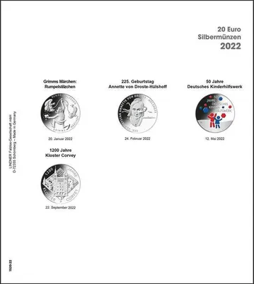 Produktbild von Lindner 1520-22 Vordruckblatt karat 20 Euro-Silbermünzen Bundesrepublik Deutschland 2022