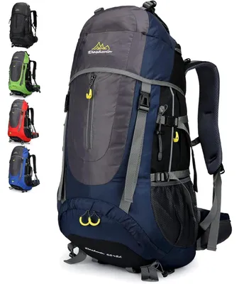 Productafbeelding van Trekkingrugzak 70 liter, geschikt voor dames en heren, maat XL, donkerblauw, waterdicht, krasbestendig, lichtgewicht (1,2 kg)