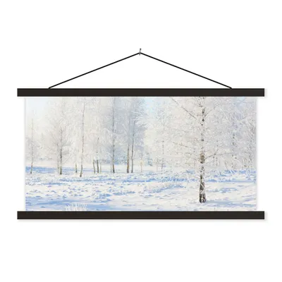 Produktbild von MuchoWow® Textilposter Schnee - Bäume - Winter 60x30 cm mit schwarzem Rahmen - Textilien