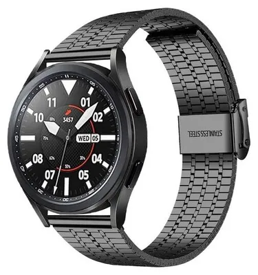 Produktbild von By Qubix Edelstahlarmband - Schwarz - passend für Samsung Galaxy Watch 4 Classic - 42 mm & 46 mm