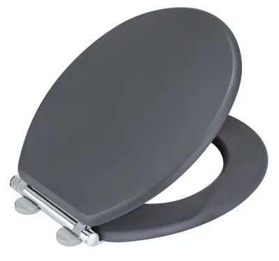 Produktbild von WENKO WC Sitz MDF Toilettensitz Klobrille Absenkautomatik Oval Anthrazit Matt