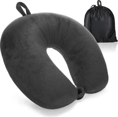 Produktbild von com-four® Premium Nackenkissen - Nackenstützkissen mit Memory Foam Nackenhörnchen für Erwachsene samtweiches Reisekissen Flugzeug, Auto, Zug, Schiff