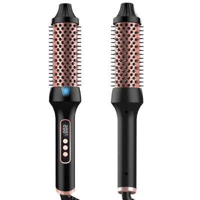 Image de Brosse à boucler et fer à boucler UKLISS, noir/doré, 65 W, double PTC, affichage LCD de la température 110–200 °C, modèle WT-164, sans logo