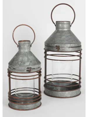Produktbild von 4x Garten Laternen 2er Set Zink Dekoration Beleuchtung Windlichter Balkon Außen