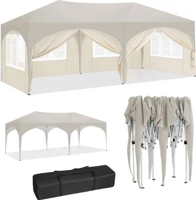 Produktbild von Famanu Faltpavillon 3 x 6 m mit 6 Seitenwänden - Wasserabweisend und UV-Schutz für Outdoor-Aktivitäten