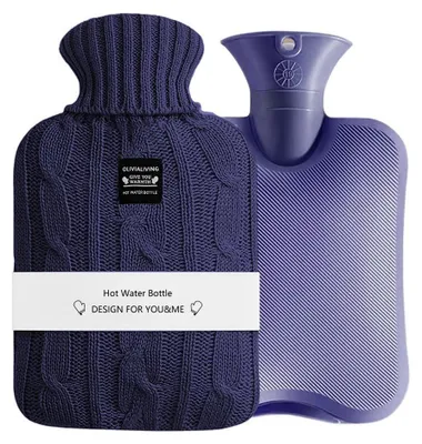 Produktbild von Wärmflasche Wärmekissen Wärmeflasche - 2 Liter - PVC - Mit Strickbezug - Warm und kalt anwenden