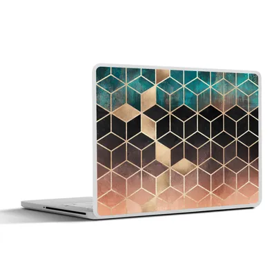 Produktbild von MuchoWow® Laptop Aufkleber Sticker Cover Abstrakt - Würfel - Gold - Muster - Luxus 30x21 cm - Sticker für Laptop - Selbstklebend