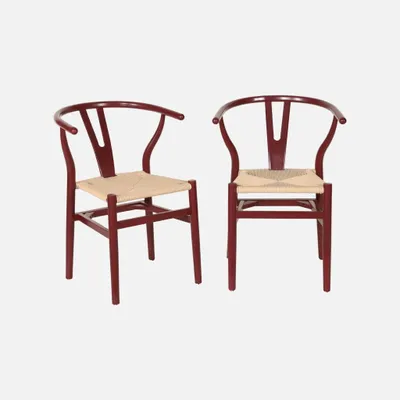 Immagine prodotto di Set 2 sedie in legno con seduta in corda, Bordeaux