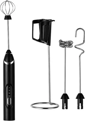 Immagine prodotto di Montalatte elettrico - portatile, ideale per caffè, cioccolata calda e uova - 3 livelli di potenza, batteria da 1200 mAh - colore nero - dimensioni 26 x 3 x 3 cm - materiale: ABS