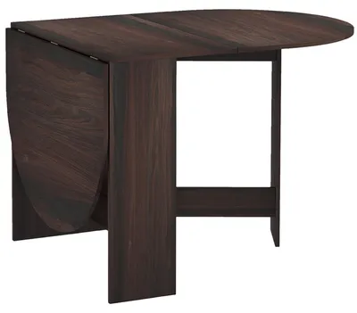 Produktbild von Klapptisch mit 2 ovalen Ausklappplatten, platzsparender Konsolentisch aus Holz, braun