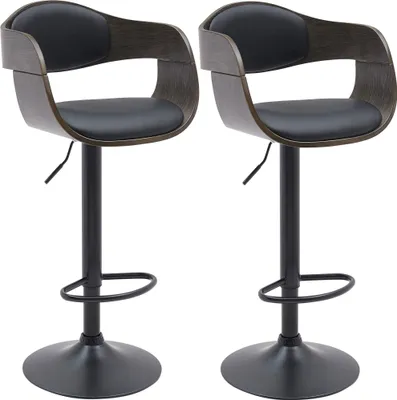 Produktbild von 2er Set Barhocker HLO-CP267 B Kunstleder  schwarz/grau