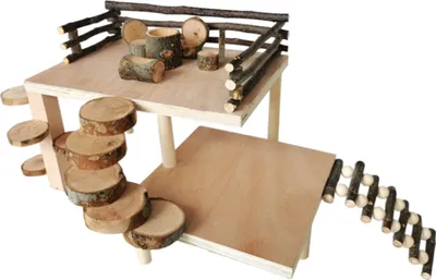 Image de 2 pneus Hamster Escalade Jouet, Grande aire de jeu en bois pour hamsters, Plateforme pour petits animaux Jouet Hamster Activité Escalade Plateforme Avec Pont