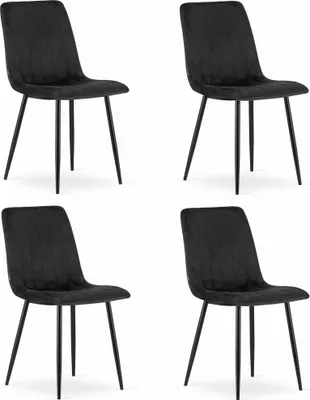 Productafbeelding van Fauteuil - Leobert - Lava - Fluweel, zwart - 43 x 51 x 90 cm - Set van 4