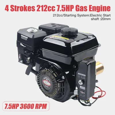 Image de Moteur de karting - Moteur à essence 4 temps - 212 cm³ - 7,5 chevaux - Démarreur électrique et démarrage par tirage - Positionnement horizontal, arbre à cames en tête - Refroidissement par air - Couleur : noir
