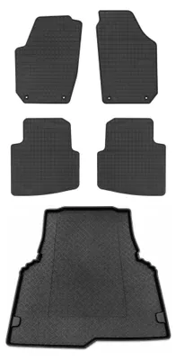 Productafbeelding van Rubberen automatten + kofferbakmat voor Skoda Roomster 2008-2015 – 5-delig, zwart, op maat – Wielganizator SolidPRO