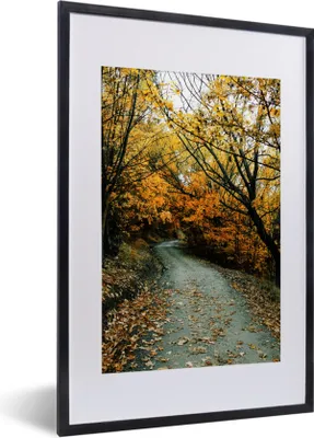 Produktbild von MuchoWow® Gerahmtes Poster Blätter - Herbst - Wald 40x60 cm - Poster mit Schwarzem Bilderrahmen Wandposter Rahmen Foto Bilder - Poster in Rahmen