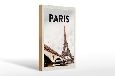 Produktbild von Holzschild Reise 20x30cm Paris Frankreich Eiffelturm Geschenk