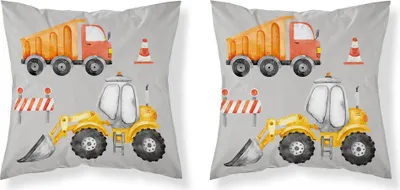 Produktbild von Kissenbezug, Kinderkissenbezug 100% Baumwolle 40x40cm Baumaschine 0008a