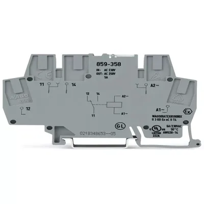 Produktbild von WAGO Relaismodul;Eingangsnennspannung AC/DC 230 V;1 Wechsler;grau 859-358