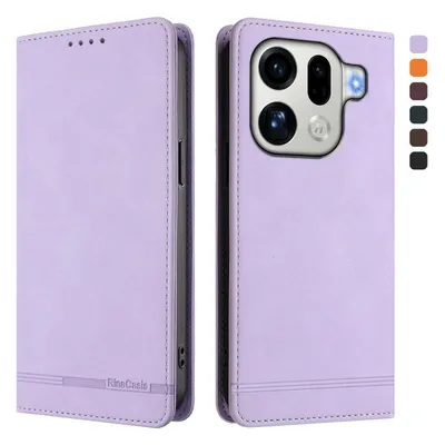 Obrázek produktu pro Pouzdro pro Oppo Find X9 Pro, retroPolyuretankožené flip pouzdro s stojánkem a přihrádkami na karty Fialový
