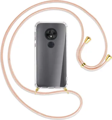 Produktbild von Handykette Backcover-Schutzhülle mit Band (Metall goldfarben) für Motorola Moto G7 Play - rose peach