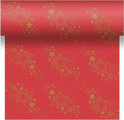 Productafbeelding van Duni Tafelkleed Holiday Star, rood, 3-in-1, 40x480 cm, feestelijk