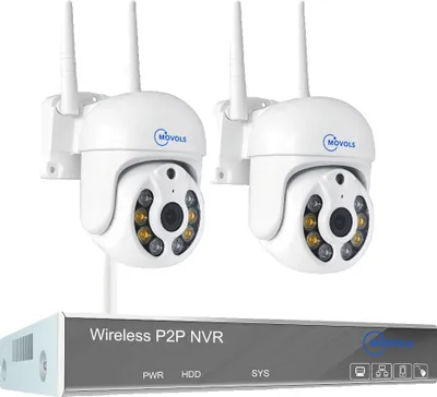 Zdjęcie produktu dla Bezprzewodowy system CCTV, 10-kanałowy rejestrator NVR, wykrywanie humanoidów AI, 10 kamer 5 MP z 2 PTZ, brak